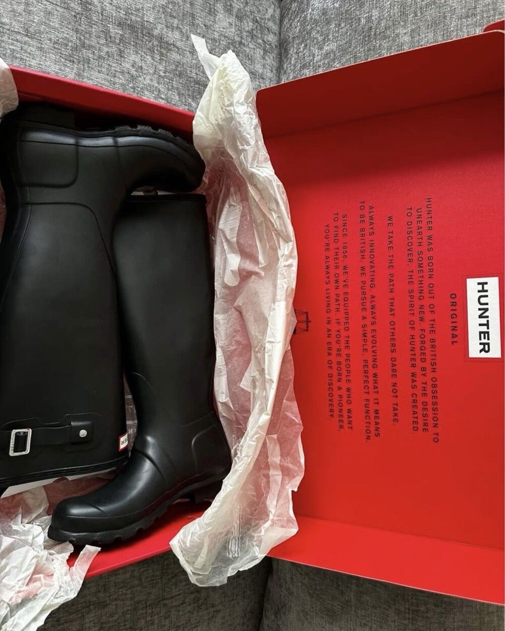 Hunter Original Tall Women's Black Waterproof Rain Boots Buckle Logo Rubber